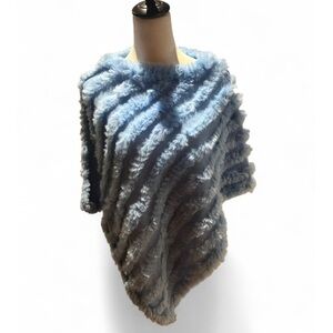 Vintage Light Blue Rabbit Fur Poncho